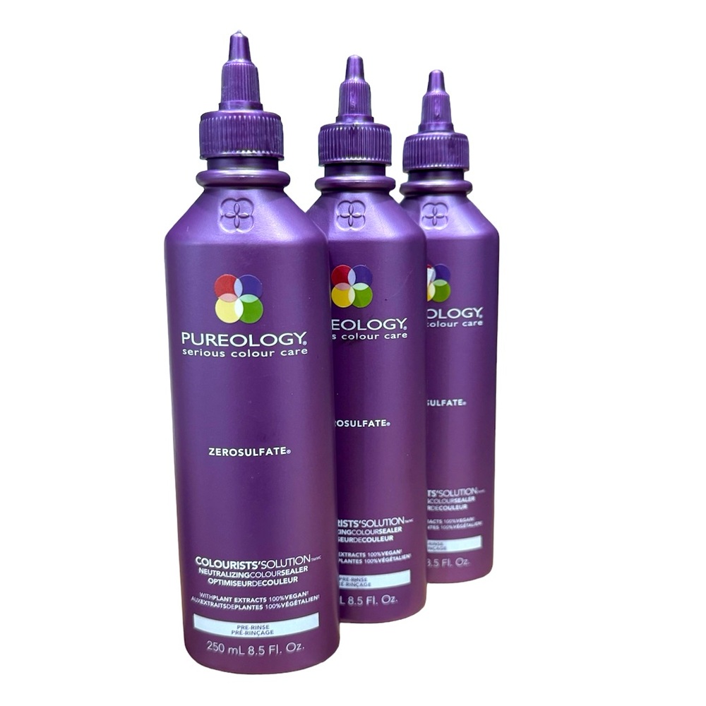 3 x Pureology Zerosulfate Coulourists Solution Neutralizing Color Sealer 8.5oz